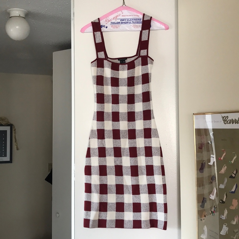 Theory maroon gingham dress